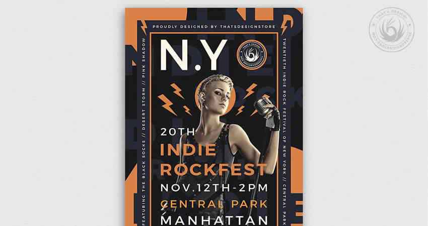 Modèle de Flyer de rock indépendant Photoshop PSD