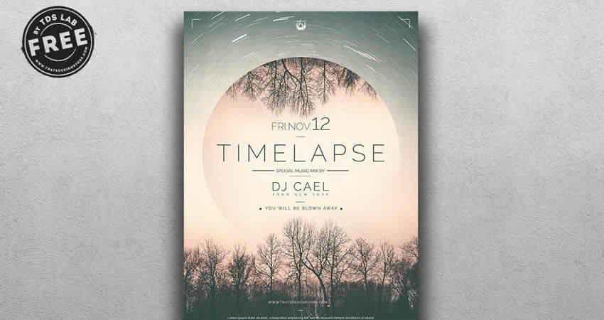 Modello di volantino per eventi DJ Time Lapse Photoshop PSD