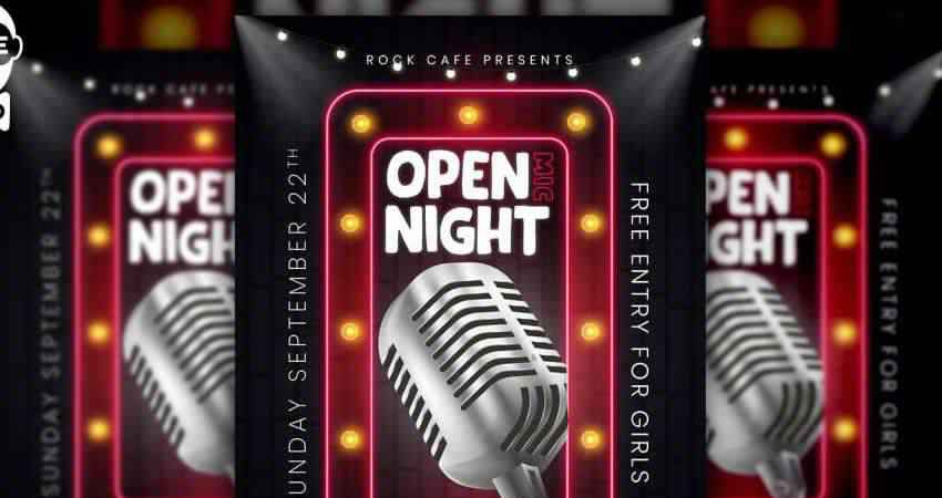 Шаблон ночного флаера Open Mic Photoshop PSD