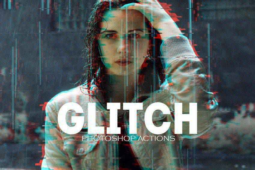 VHS Glitch Effect Photoshop PSD Eylemleri