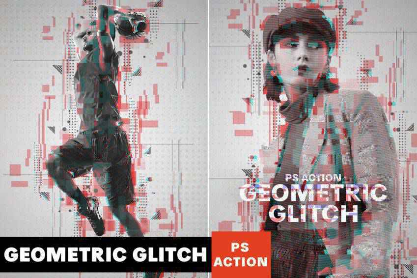 Acțiune Photoshop Glitch geometric