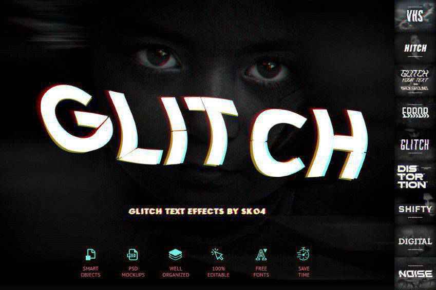 Efecte de text Glitch pentru Photoshop