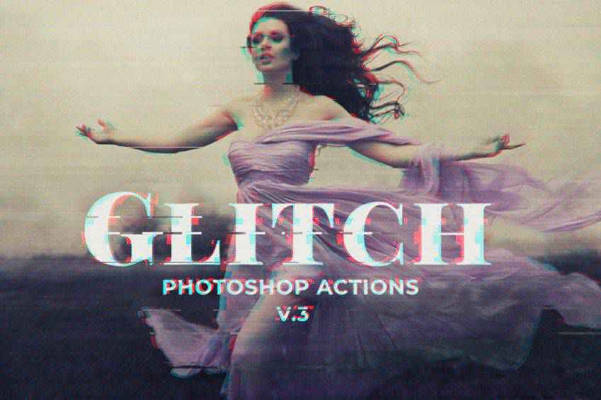 Templat PSD Photoshop Glitch