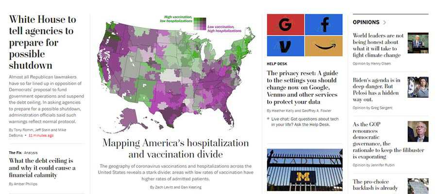 Ejemplo del sitio web de The Washington Post.