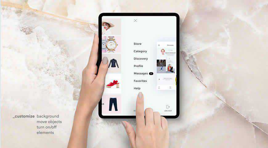 Modello di mockup PSD di Photoshop per iPad