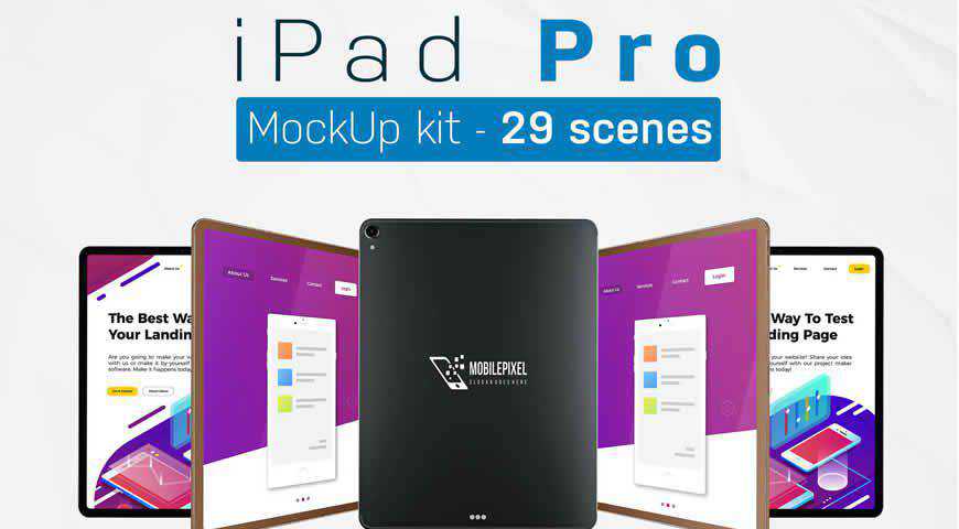 iPad Pro Kit Photoshop PSD Mockup-Vorlage