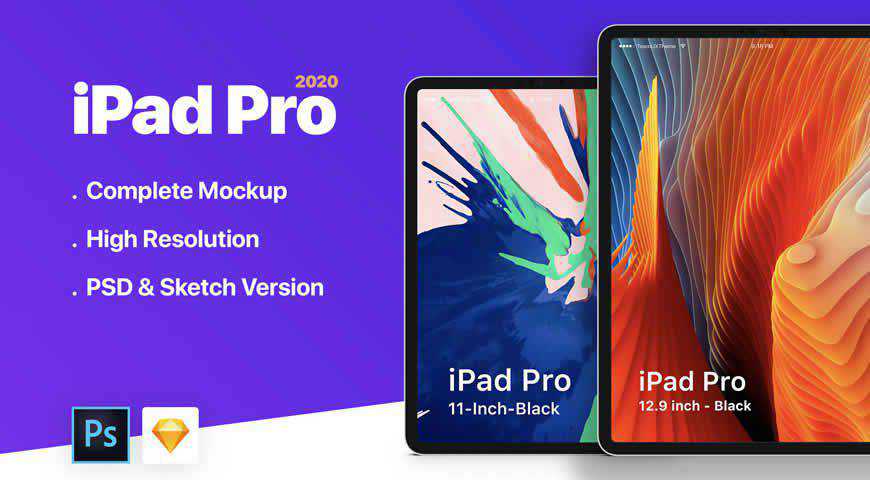 Modello di mockup PSD di Photoshop per iPad Pro