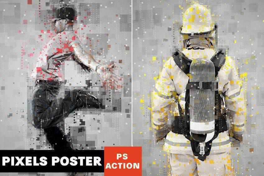 พิกเซล โปสเตอร์ Photoshop Action