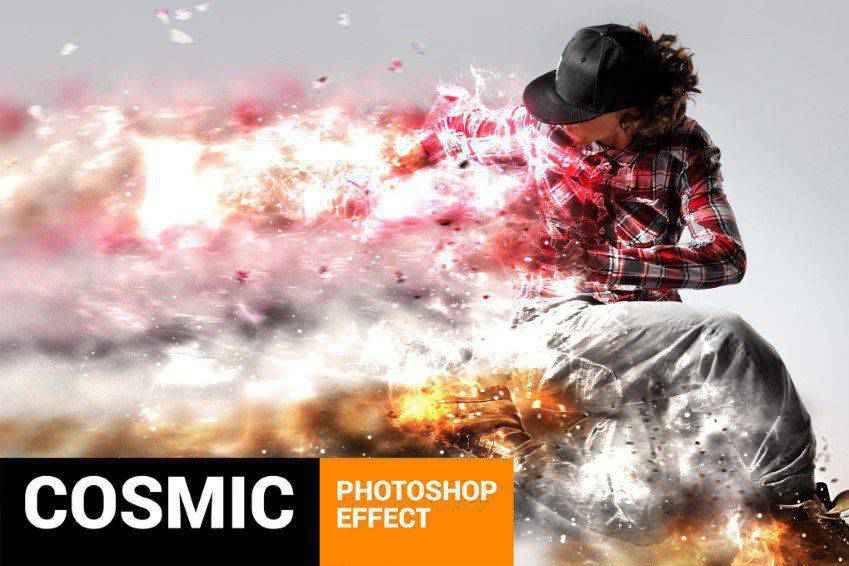 Action Photoshop Queue cosmique Commetum