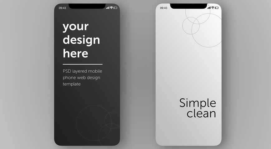 Smartphone-Bildschirme Photoshop PSD Mockup-Vorlage