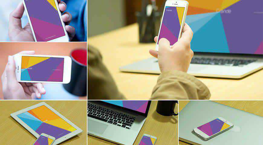 อุปกรณ์ iOS แม่แบบ Photoshop PSD Mockup