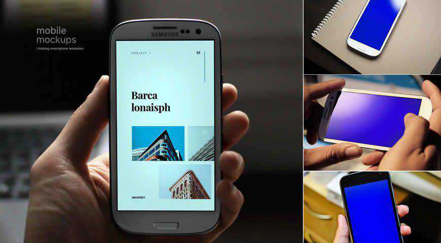 เทมเพลต Photoshop PSD Mockup บนมือถือ