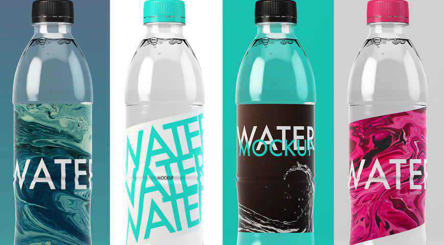 Wasserflasche Photoshop PSD Mockup-Vorlage