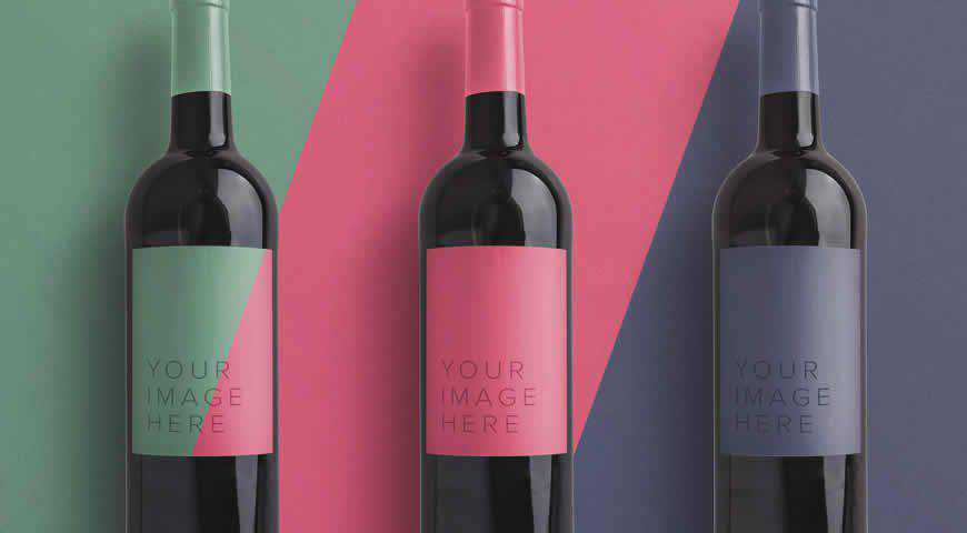 Modello di mockup di Photoshop PSD per bottiglia di vino