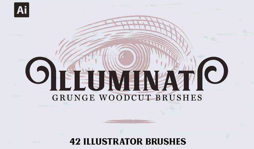 Illuminati Grunge Woodcut วินเทจโบราณ adobe photoshop ps brush brushes abr pack set