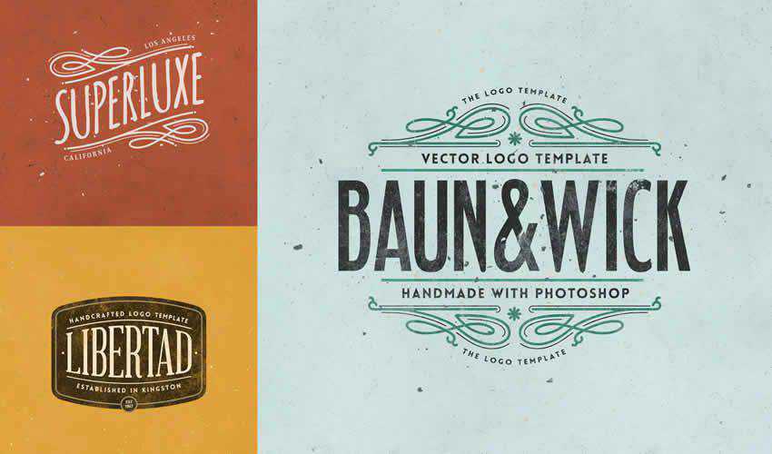 Retro Logo Template adobe photoshop ps pack set