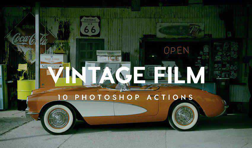 film d'azione vintage antico adobe photoshop pack set