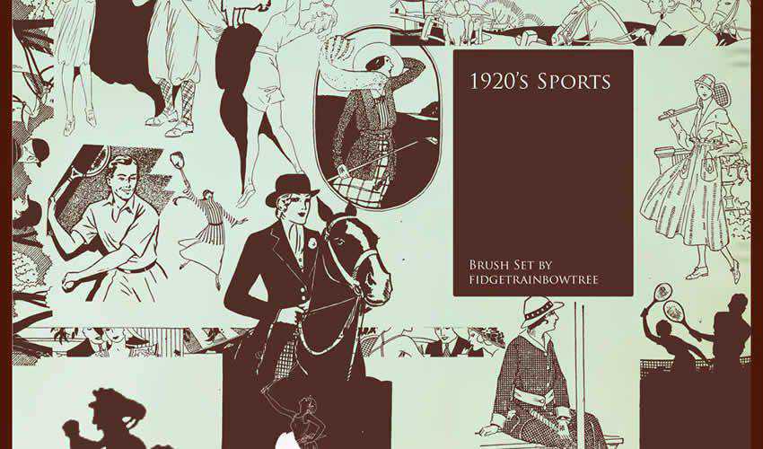 1920s Sport antik antik adobe photoshop ps sikat kuas abr pack set gratis