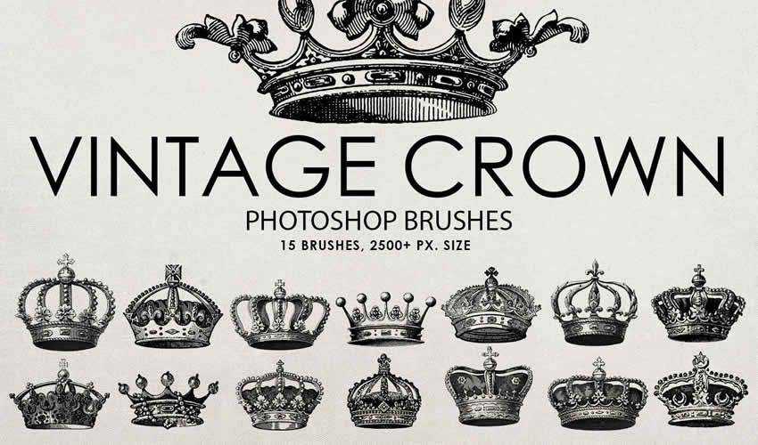 Crown vintage antigo adobe photoshop ps brush brushes abr pack grátis