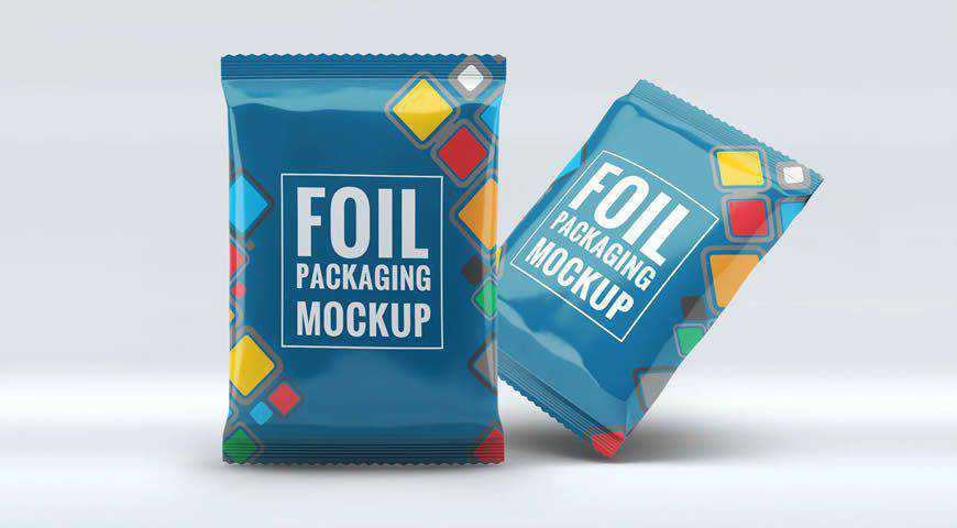 Modello di mockup di Photoshop PSD per imballaggi in pellicola