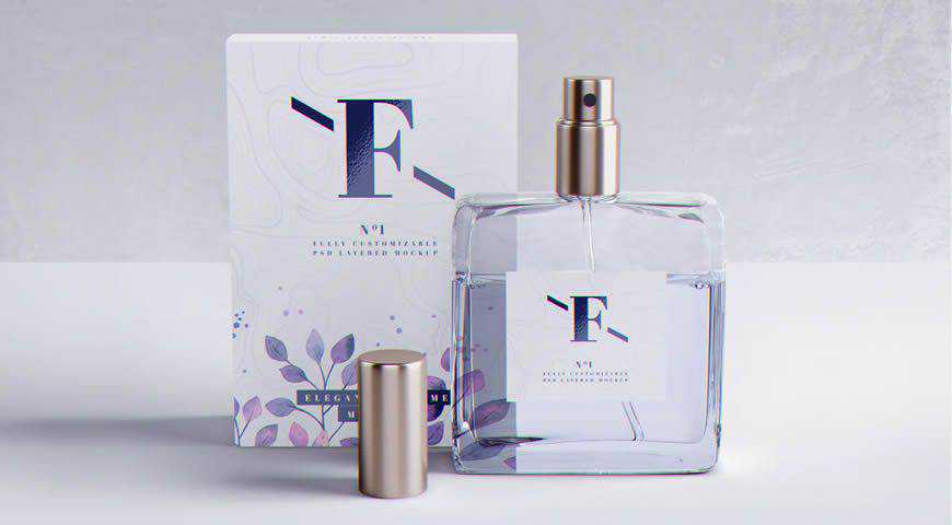 Modèle de maquette PSD Photoshop pour emballage de parfum