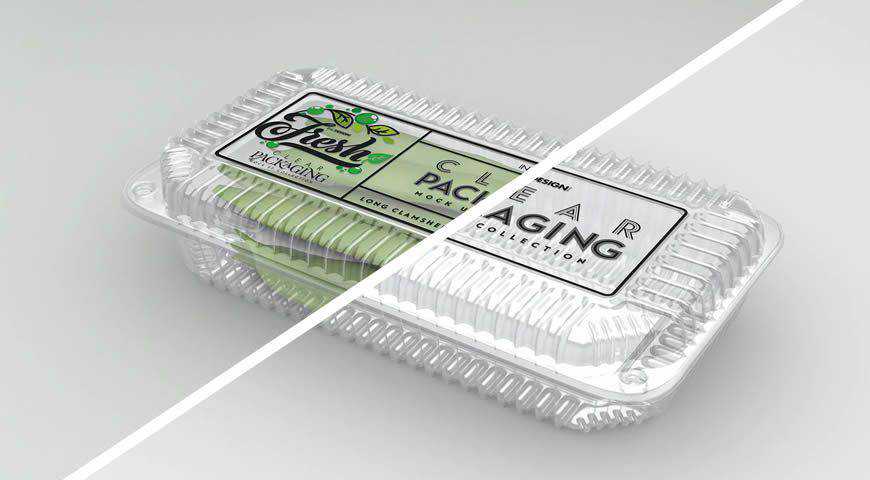 Plantilla de maqueta PSD de Photoshop de embalaje de contenedores transparentes