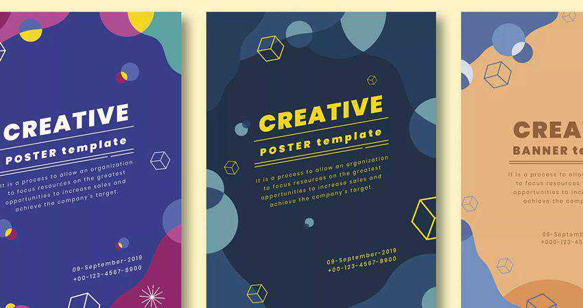 Modèles de vecteurs d'affiches créatives tutoriel adobe illustrator