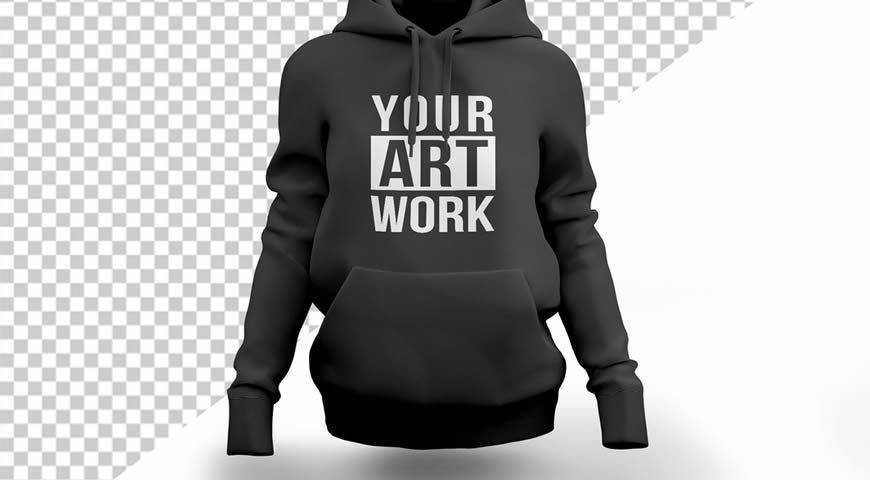 Templat Mockup Photoshop PSD Sweatshirt Hitam Berkerudung