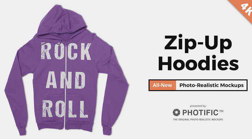 Zip-Up Hoodie Sweatshirt Template Photoshop PSD Mockup