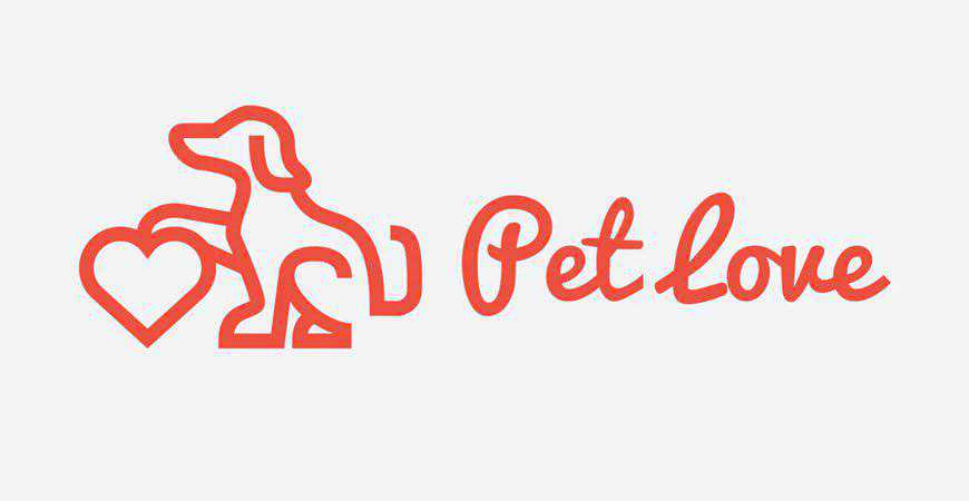 Pet Love Dog Maskot Logo Template hewan