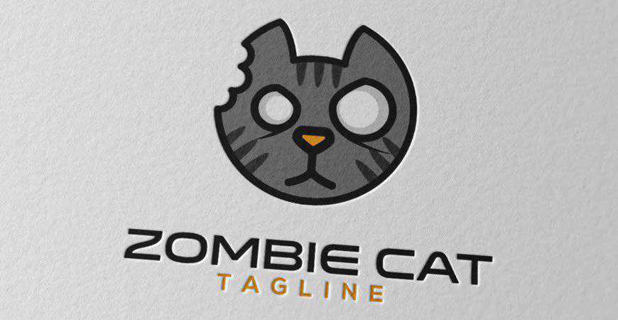 Zombie Cat Logo Template hewan