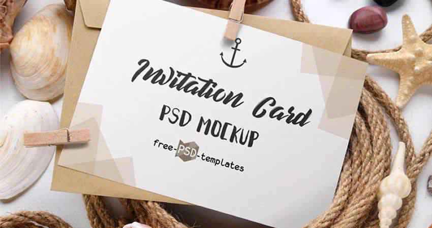 Template Mockup Kartu Undangan Photoshop PSD