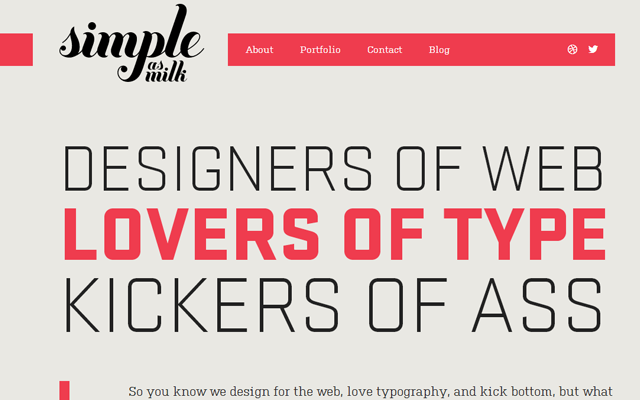 semplice come il layout del sito Web di Milk Design Studio