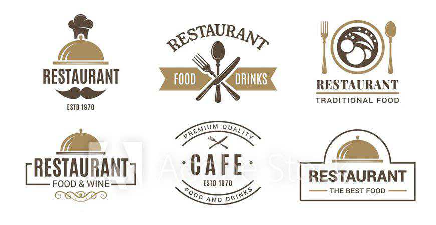 Vintage Cafe Logo Sembolleri Restoran yemek yemek