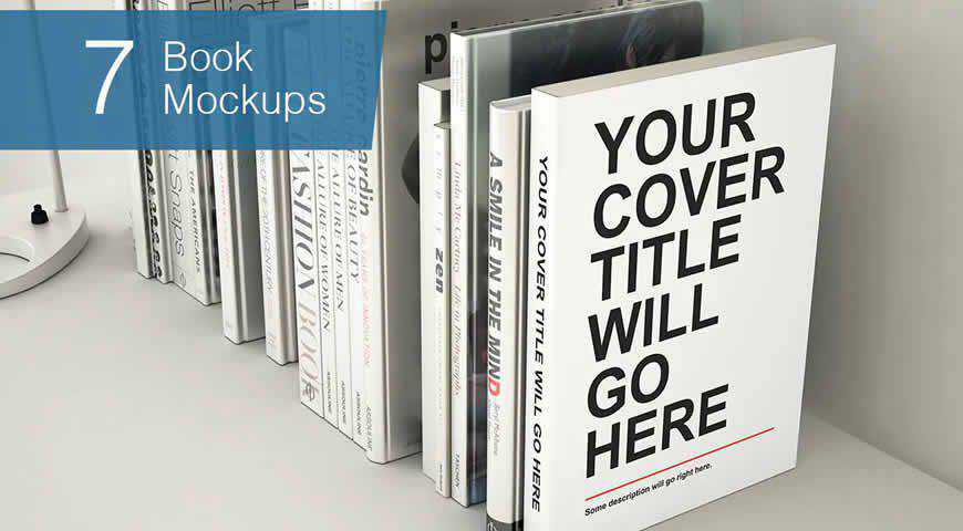 Yedi Kitap Photoshop PSD Mockup Şablonu