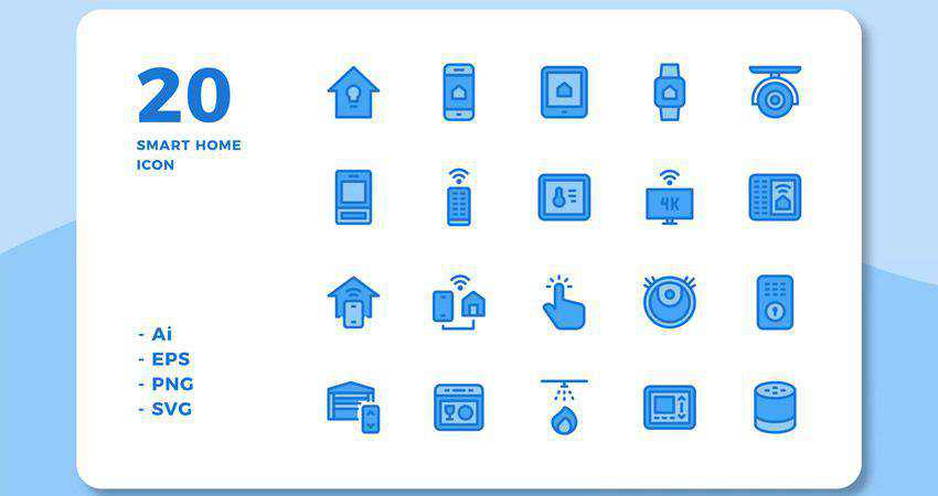 20가지 스마트 홈 아이콘 어도비 일러스트레이터 튜토리얼