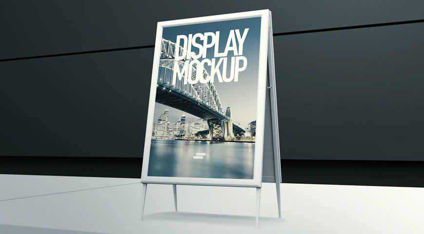 3D Display Banner Outdoor Photoshop PSD Mockup Şablonu