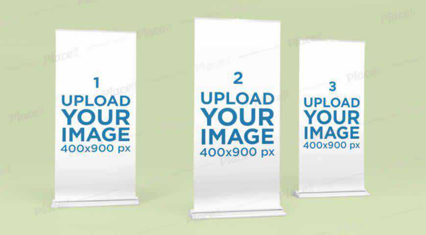 Üç Roll-Up Banner Photoshop PSD Mockup Şablonu