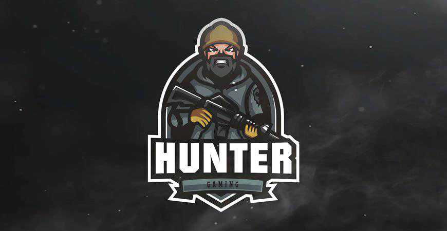 Hunter Gaming Sport eSports 로고 템플릿 게이머 비디오 게임