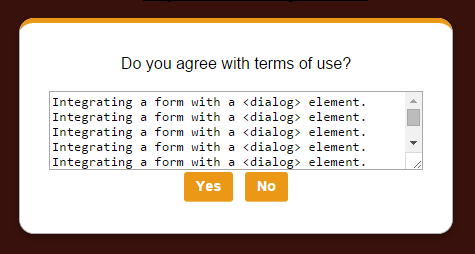 Implementazione di <dialogo> con un modulo