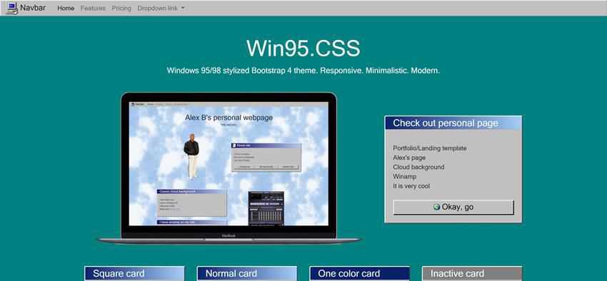 Plantilla web de arranque gratuito de Windows 95 98 html html5 sensible móvil primero