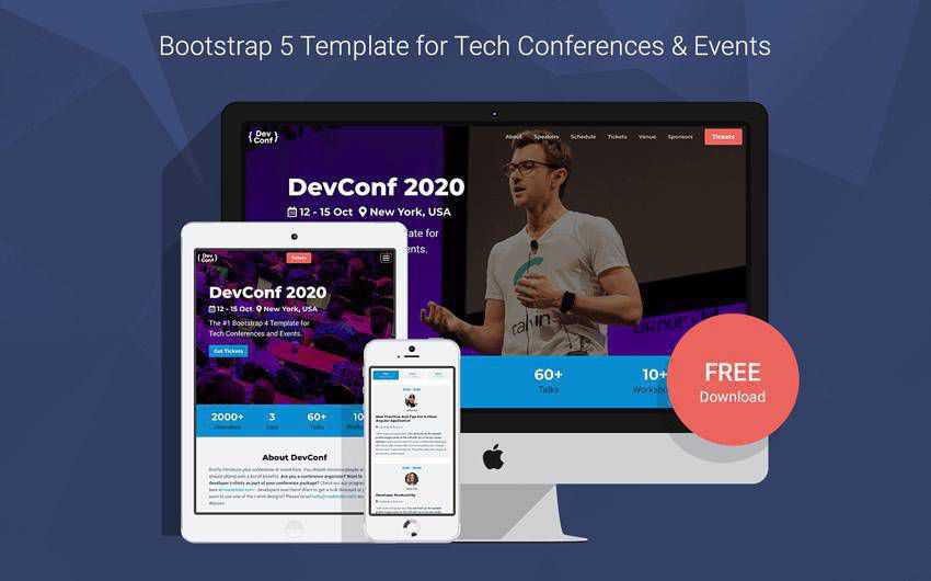 DevConf Bootstrap 5 Conferencia plantilla web de arranque gratuita html html5 sensible móvil primero