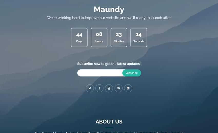 Maundy, próximamente, página de destino, plantilla web de arranque gratuita, html, html5, adaptable primero para dispositivos móviles