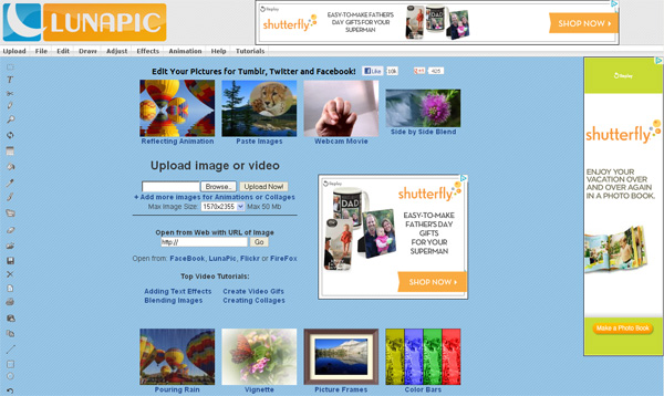LunaPic, где вы можете редактировать изображения и видео с вашего компьютера