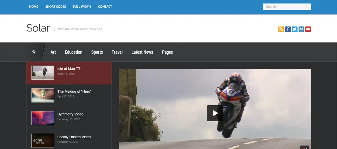 Solar - Video WordPress Teması