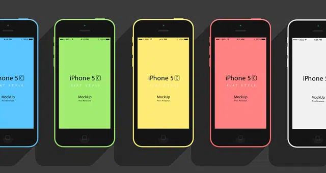 Мокап iPhone 5C в плоском дизайне