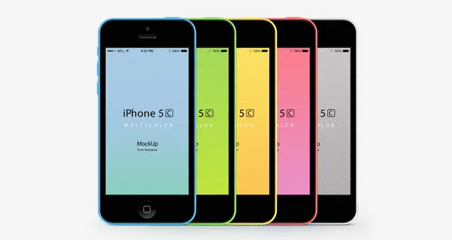 iPhone 5C Psd Vector نموذج بالحجم الطبيعي