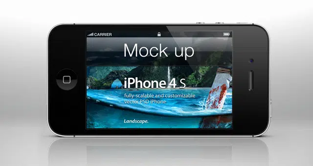 Mockup Lanskap iPhone 4s Psd