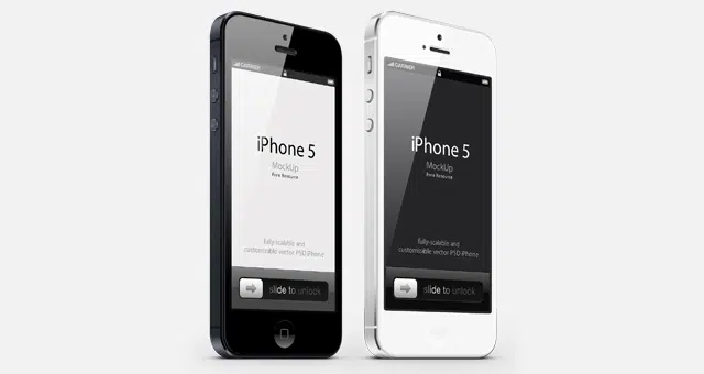 3-4 Visualizza iPhone 5 Psd Vector Mockup