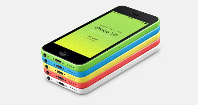 Mockup vettoriale per iPhone 5C con vista 3D